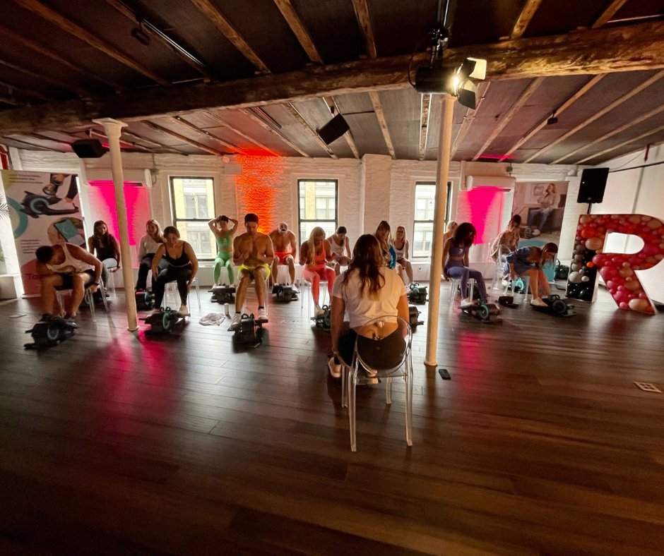 cubii's tweet photo. Excited to be in NYC for our event with @rowdyenergy to lead our very first live group workout class with our new Total Body+. Thanks to @camillekostek @balockaye_h @AnnieAgar for joining us for the first class! Keep your eyes peeled for more BTS 😊 https://t.co/idqyEacjqQ