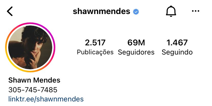 ShawnMendesBRA's tweet photo. Shawn Mendes chegou aos 69 milhões de seguidores no Instagram! https://t.co/BZmIv1Yxd1