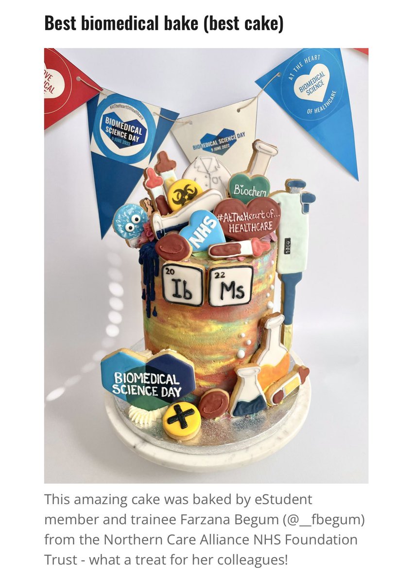 __fbegum's tweet photo. My cake won the #AtTheHeartOfHealthcare Best Biomedical Bake competition 2022 🥰 @IBMScience @NCAlliance_NHS @NCADandPGroup #BiomedicalScienceDay2022 https://t.co/K7SIChlDqy