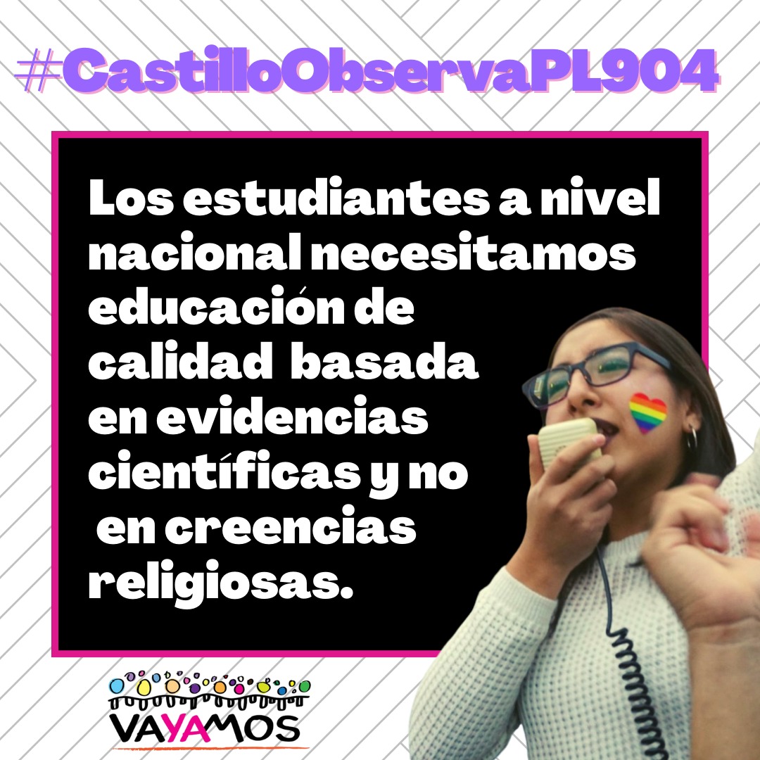 VayamosSjl's tweet photo. Presidente @PedroCastilloTe observe el PL 904, las niñez y adolescencias necesitamos educación de calidad basada en evidencia y no en creencias religiosas de ciertos grupos conservadores.
#NOalPL904 #CastilloObservaPL904 https://t.co/1uH3n2H8XK