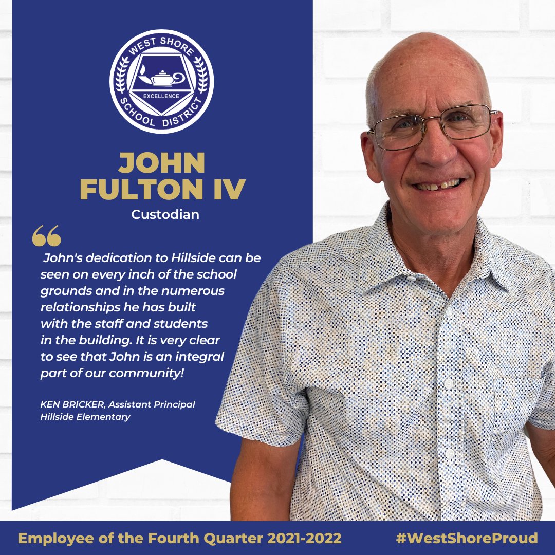 WestShoreSD's tweet photo. SHOUT OUT to our Employees of the Fourth Quarter…Frederick Story Withum, Special Education Teacher @AllenMustangs, and John Fulton IV, Custodian @HS_Hedgehogs. Thank you Story and John for all you do to make our District better. Congratulations. #WestShoreProud https://t.co/GOnW13af4F