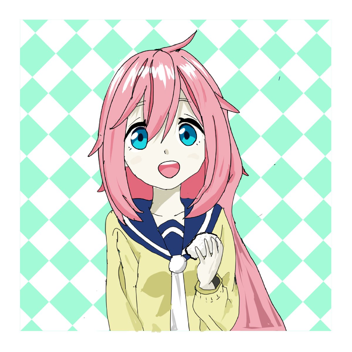ゆるキャン「おにぎりパクパクなでしこ
#ゆるキャン
#ゆるキャンΔ 」|たろうのイラスト