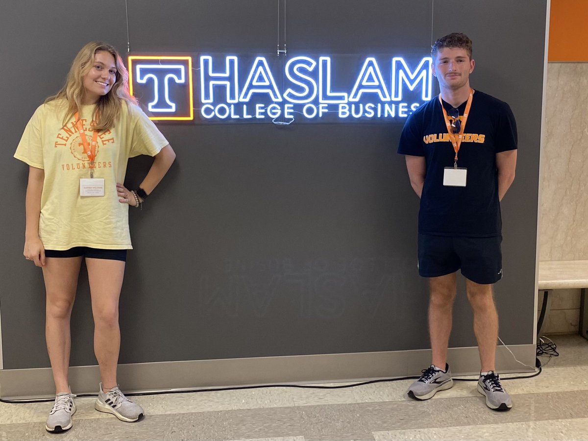 AdcoxJennifer's tweet photo. Central High School 2022 graduates Mazen Shaker and Charley Rose Bible at UTK’s Summer Welcome. Let’s Go Vols!! https://t.co/CHN0aZjtu7