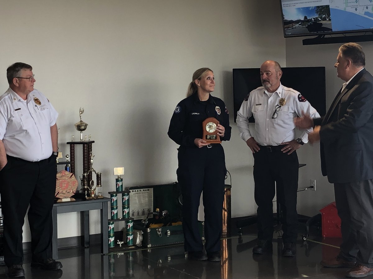 Capt. Crowley retired on Wednesday after 24 years of service to the City of Pasco. In this picture, Capt. Crowley is receiving the traditional retirement clock from Chief Gear and City Manager Zabel. Looking on is Deputy Chief Dunbar. <a href="/Pasco_WA/">City of Pasco</a>