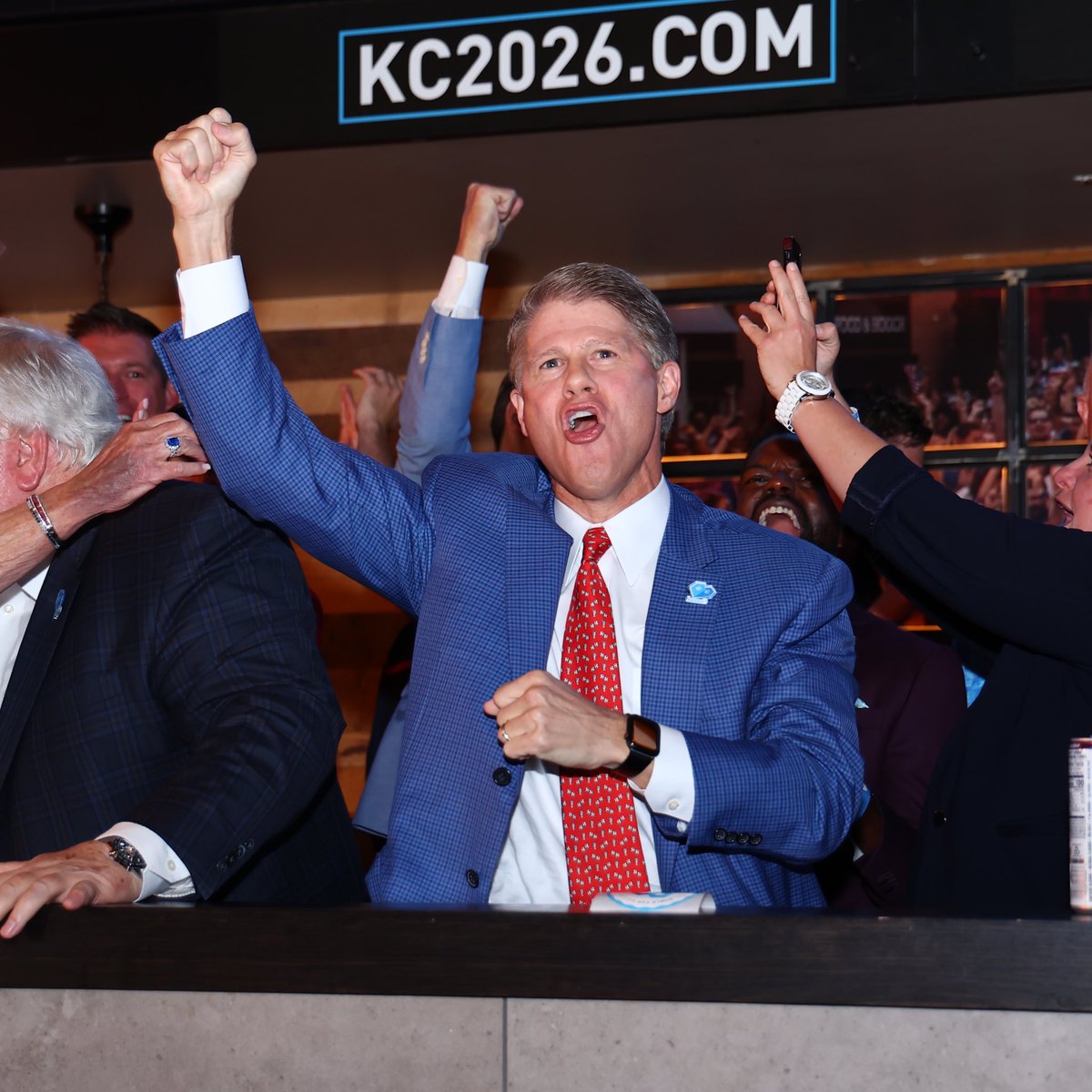 Chiefs's tweet photo. The moment we found out the #FIFAWorldCup is coming to KC! ⚽️ https://t.co/GgJFASBe2F