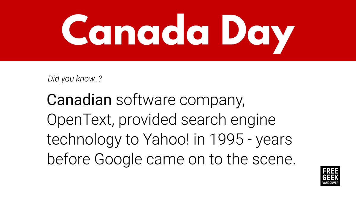 Happy Canada Day!
Free Geek is celebrating Canada Day by recognising the work of the Canadian software company, OpenText, who were establishing search engine technology back in the ‘90s.
Based in Ontario, OpenText has been recognised as one of Canada's top employers.
