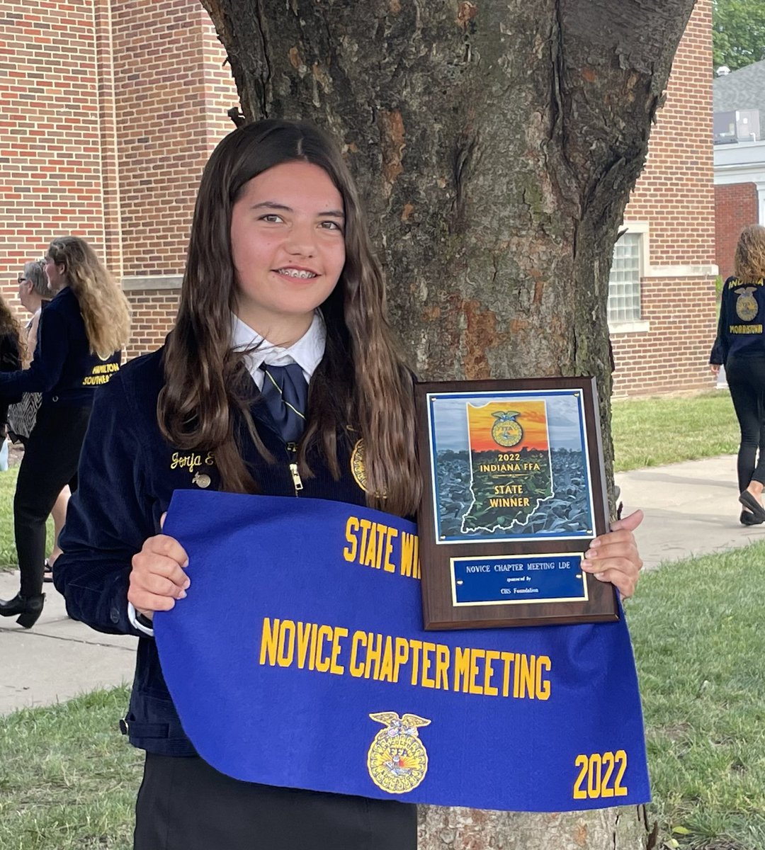 rushvilleffa1's tweet photo. Our State Champion Novice Parli team was excited to get our banner and plaque today! https://t.co/OApXYHE70X