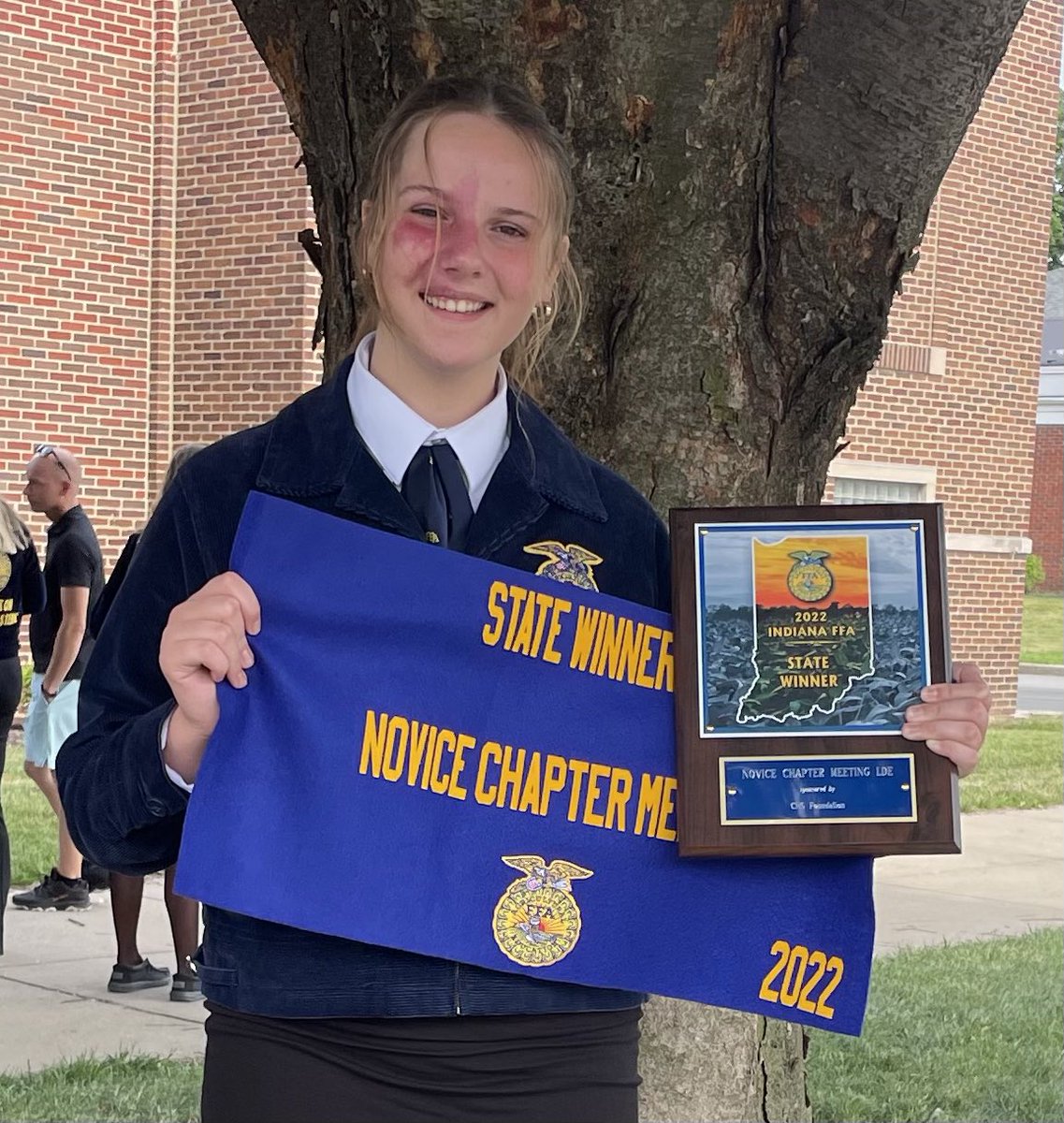rushvilleffa1's tweet photo. Our State Champion Novice Parli team was excited to get our banner and plaque today! https://t.co/OApXYHE70X