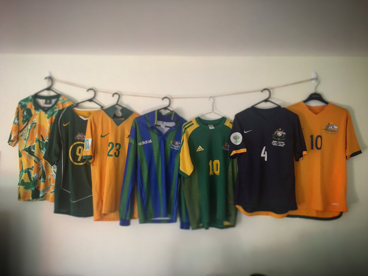 Routman7's tweet photo. @classicshirts @FtblShirtsAus @Socceroos My collection! https://t.co/wjFruEitfL