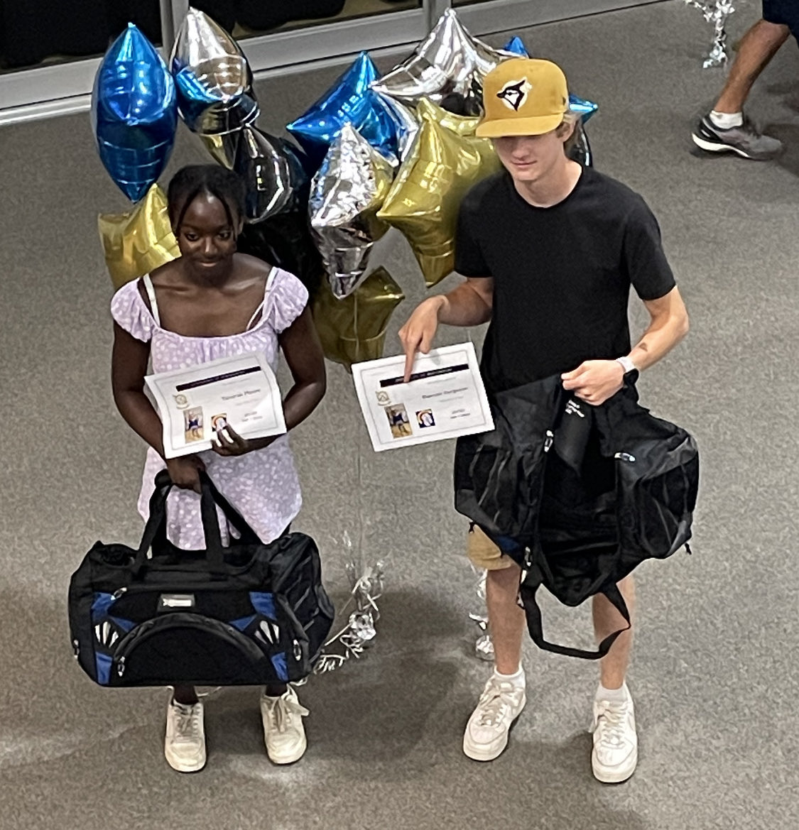 Congratulations our ⁦<a href="/CamroseCCHS/">ÉCCHS</a>⁩ grade 9 athletes of the year Tahairah and Dawson. Fantastic work!