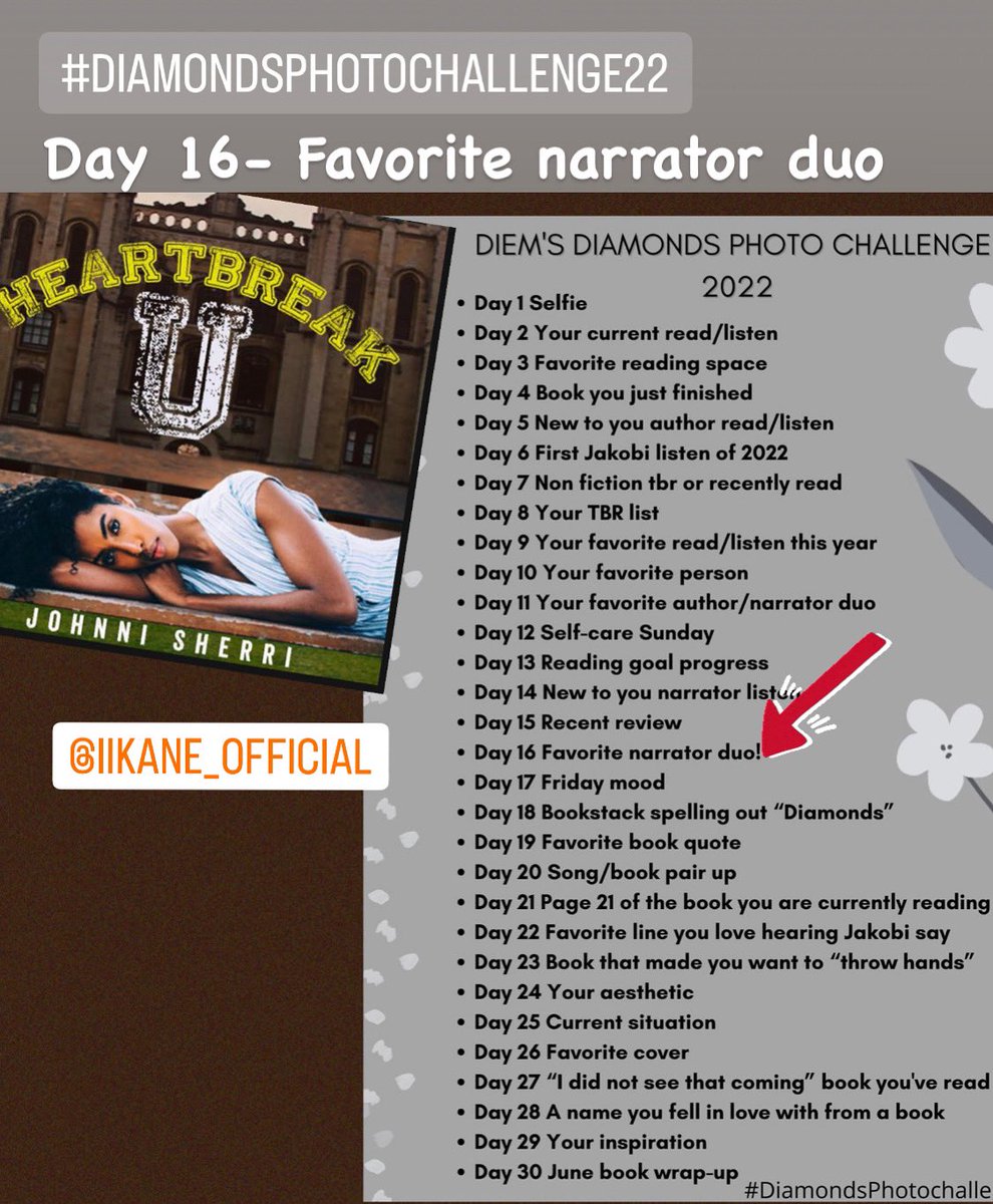 Day 16 - Favorite narrator duo. After listening to @iiKane_Official narrate the Heartbreak U duet by <a href="/Johnni_Sherri/">Johnni Sherri</a> . You cannot convince me “she” is not a “we”.   🌟#diamondsphotochallenge22 #sorrynotsorry #isaidwhatisaid #iykyk