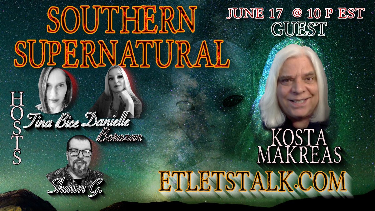 1shawnster's tweet photo. Southern Supernatural - Kosta Makreas ET contact Live @ 10p Est 6/17
https://t.co/WOaoEFG0h9
https://t.co/tKu1WZVznH
https://t.co/ASoM0tBFvj
https://t.co/8GKK5yi4yG
#supernatural #aliens #spirits #southernsupernatural
#chasingthetruth #ETdisclosure #starpeople https://t.co/J9ib40zHq3