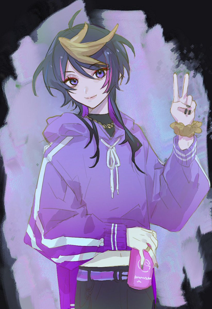1boy male focus hood solo hoodie purple hoodie v  illustration images