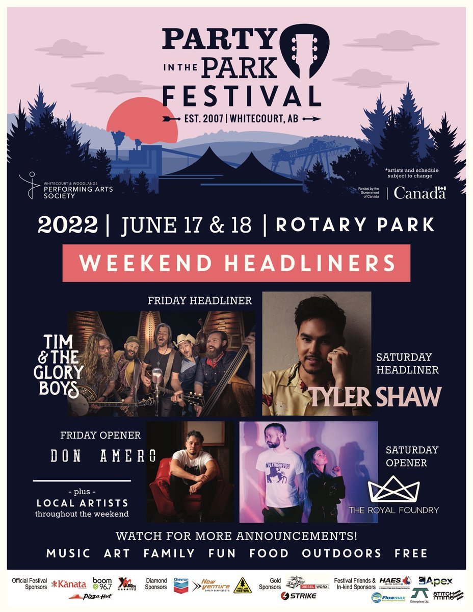 WHITECOURT! We cannot wait for tomorrow's Party In The Park! Come hang with us. 
PS: You're our favourite town within 1.5 hrs north west of Edmonton ;)