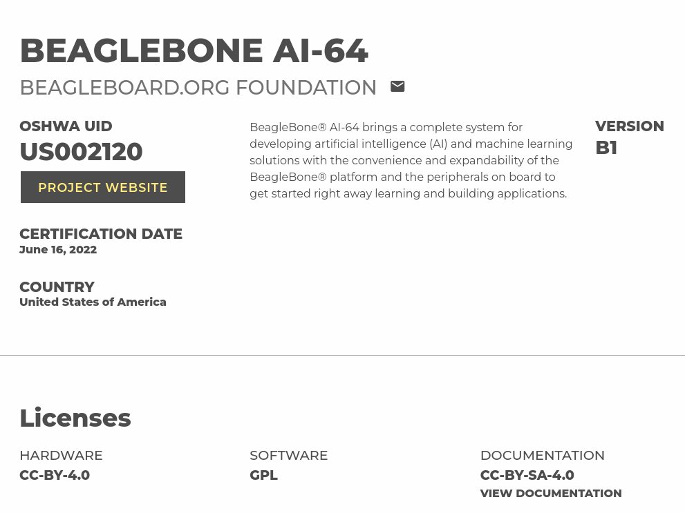 beagleboardorg's tweet photo. The brand new #BeagleBone AI-64 is now officially certified open hardware! Oh, and it runs open source GPU software thanks to @ImaginationTech and @TXInstruments.

https://t.co/j9VwSPOdBd https://t.co/NPjVXAICFj