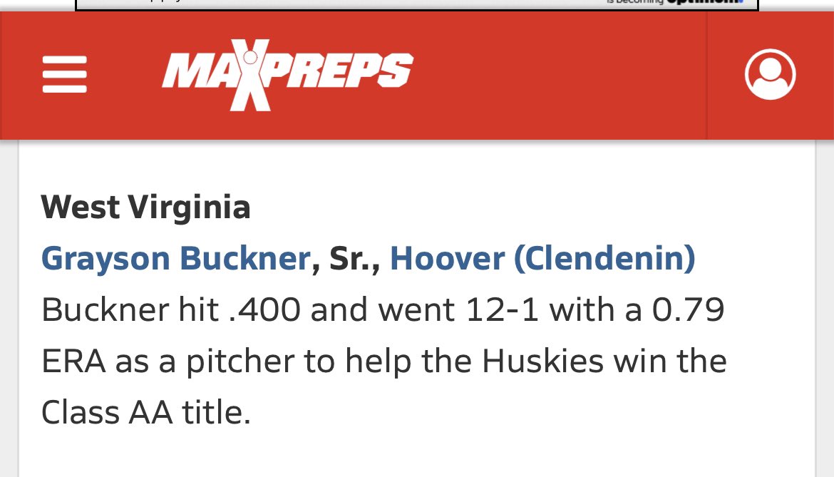 Congratulations to Grayson Buckner! Maxpreps player of the year for WV