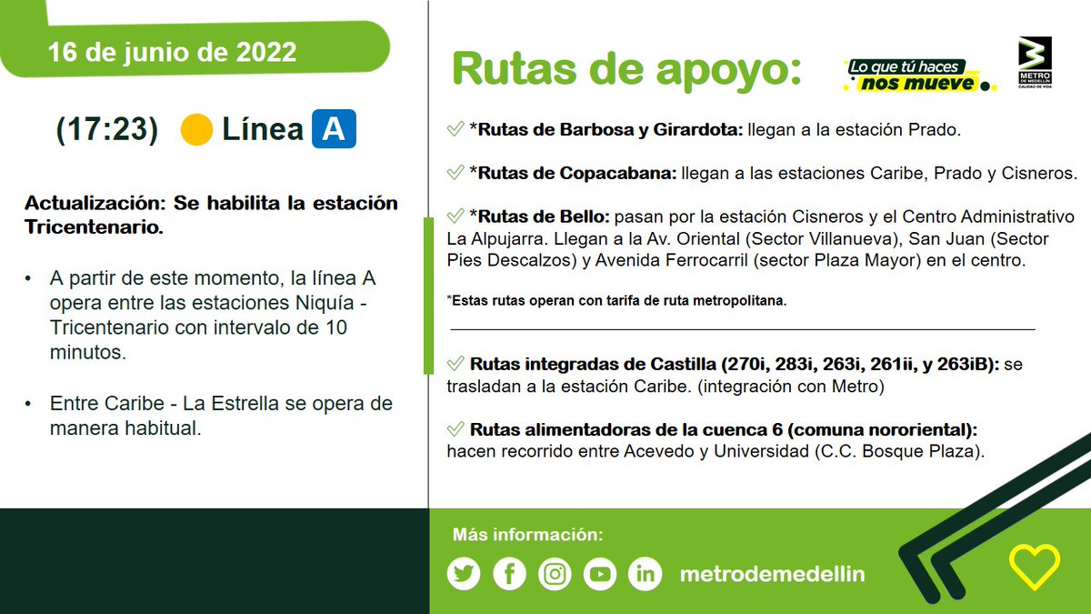 metrodemedellin's tweet photo. ⚠️ ATENCIÓN ⚠️ https://t.co/4MYltJyW9w