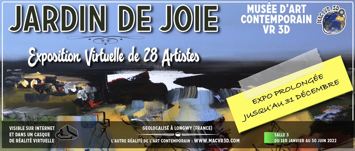 helenecaroline's tweet photo. « Jardin de Joie » est prolongée jusqu’au 31 déc. 2022 dans le MACVR3D. 63 oeuvres par 28 artistes soulignent les 25 ans du CIAAZ. Visible sur Internet et dans un casque de réalité virtuelle - https://t.co/1uKxbjwJlu - #art #arts #realitevirtuelle #macvr3d #virtualreality https://t.co/yq9SqfNGKS