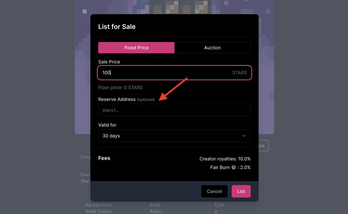 ✨ Web app update
You can now directly sell an NFT to someone by adding a reserve address when listing on Marketplace.