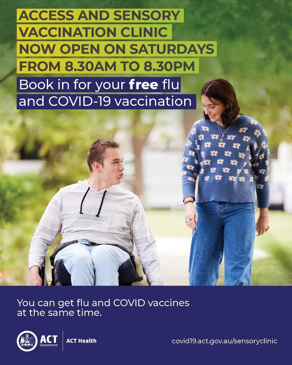 Great news 🙌 The Access and Sensory vaccination clinic is expanding its opening hours for the next 3 weeks on Saturdays from 8.30am to 8.30pm.