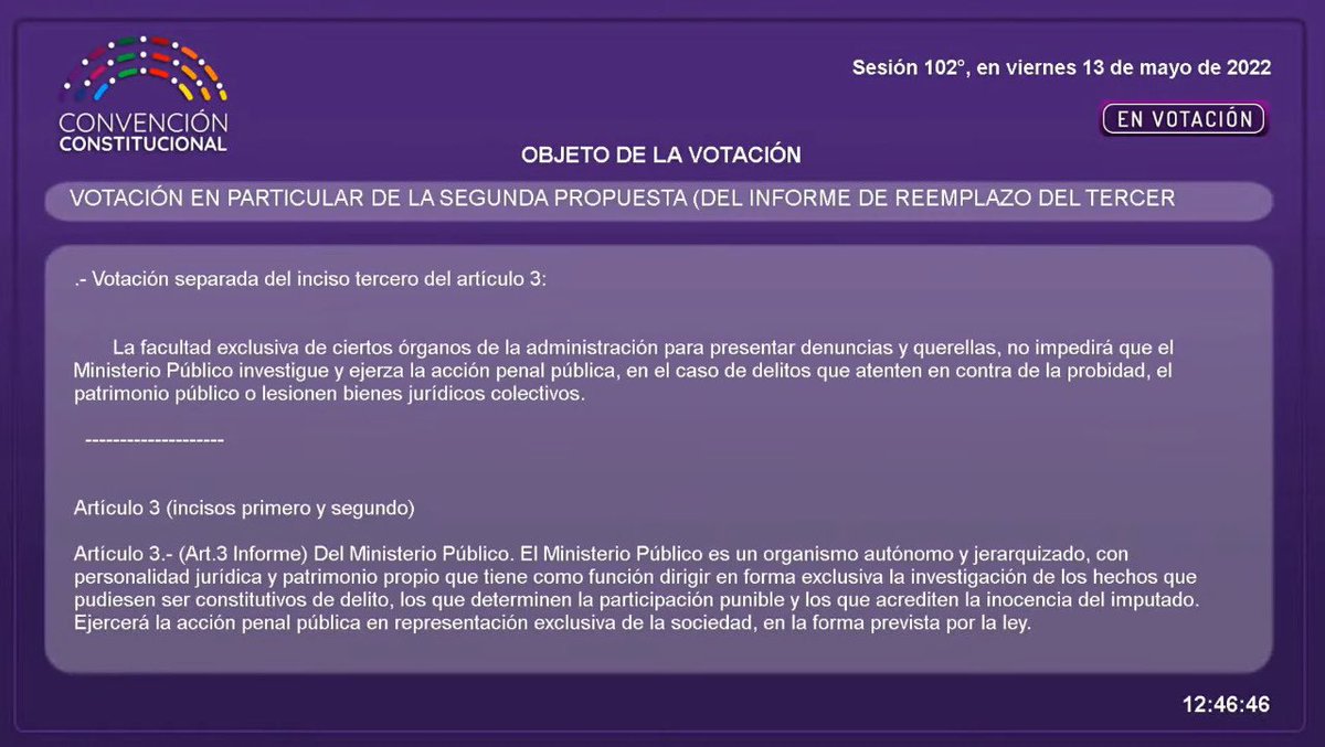 Un programa completo para hablar de delincuencia y nueva constitución y ni una palabra para los delitos de cuello y corbata. Les cuento: se establece que SIEMPRE se podrán investigar los delitos de cuello y corbata sin necesidad de denuncia administrativa previa. Muy buen avance.