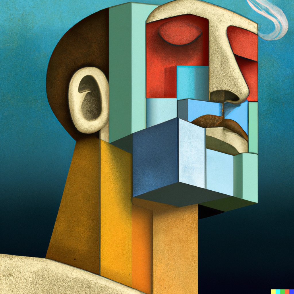 wandergeek's tweet image. Just got my DALL-E invite and it is seriously blowing my mind. What is art? These are: "a cubist rendering of a man making a deal with god" and "a cubist rendering of a sick man's last breath", respectively. These images didn't exist until I prompted the machine. Unreal.