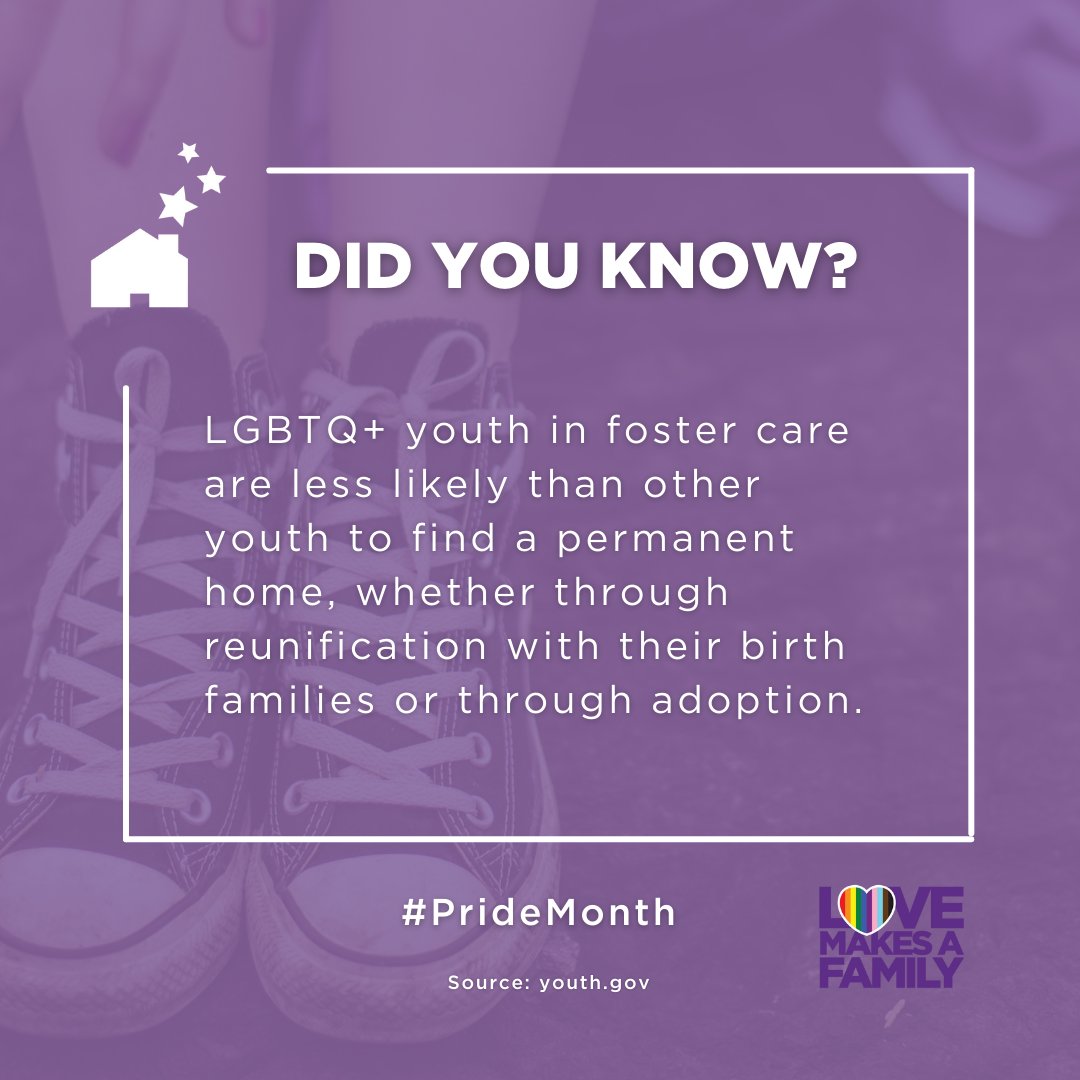 Did you know? Research has shown that LGBTQ+ youth in foster care are less likely than other youth to find a permanent home, whether through reunification with their birth families or through adoption.

#PrideMonth #Pride2022 #dabsjstrongertogether