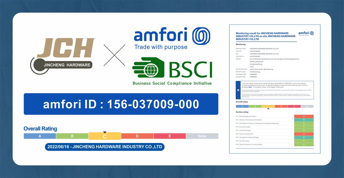 #bsci #audit #doorhandle #leverhandle #jincheng #hardware #JCH #amfori #businesssocialcomplianceinitiative 
info@jincheng-hw.com
jincheng-hw.cc