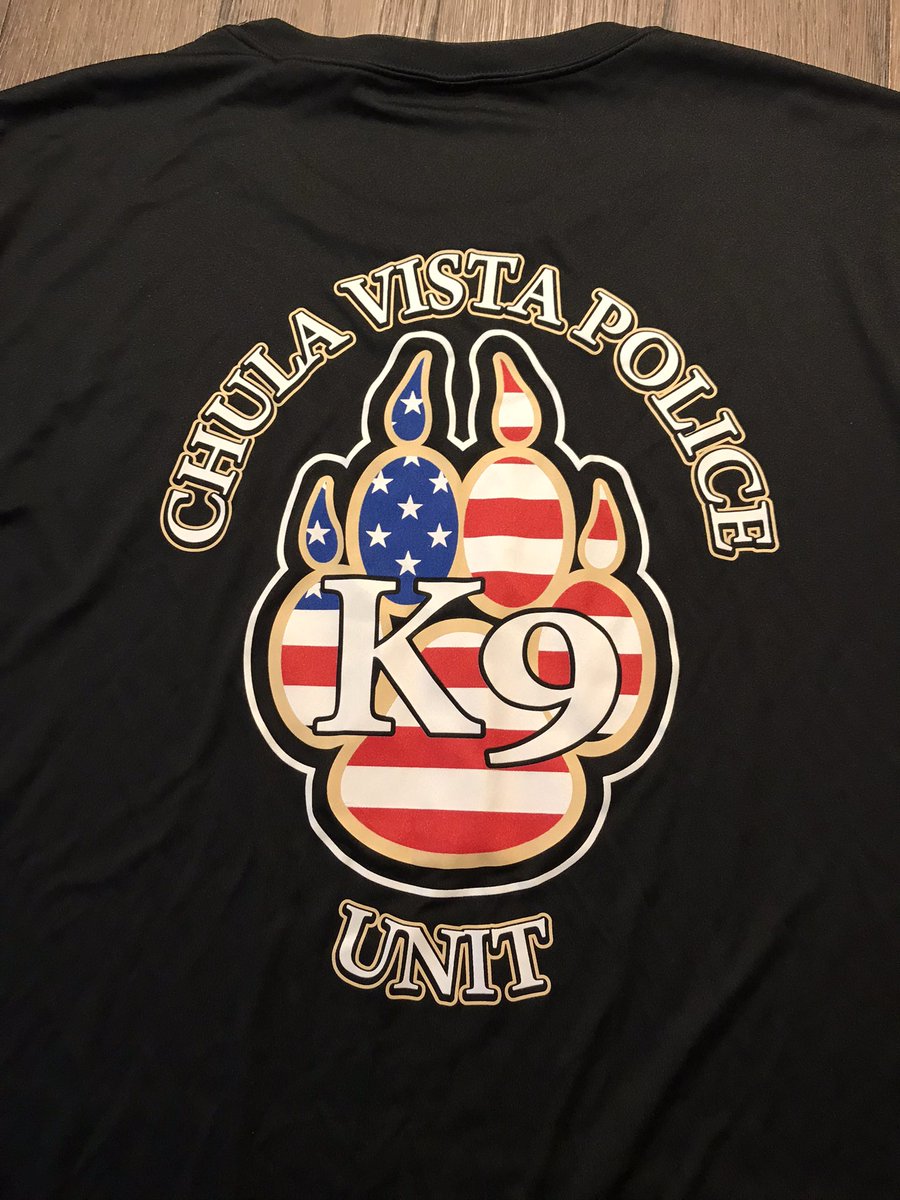 Love4PoliceDogs's tweet photo. GIVEAWAY (4of6) to help Jackson vest Chula Vista K9s!

CVPDK9 SHIRT!

To enter:
-follow @k9sofvalor &amp; @OnPatrolK9 
-like &amp; RT 

Everyone can enter but donors get 15 extra entries into the 6 giveaways! (DM receipt 2me 2qualify) EVERY DONOR GETS A GIFT TOO!
https://t.co/fRksOYO9Sr https://t.co/mXHi7LccOc