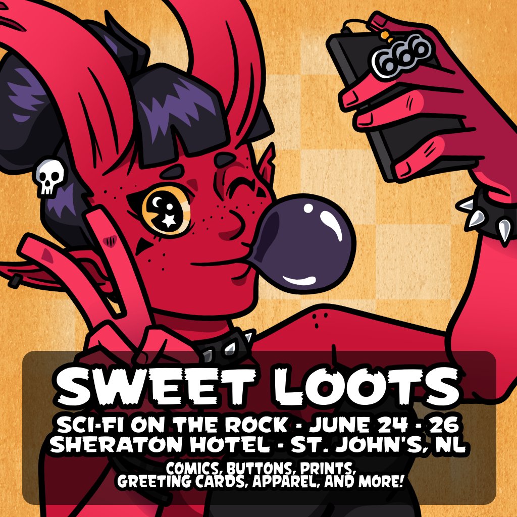 SweetLoots's tweet photo. Yesss! Sweet Loots will be at @scifiontherock! The event takes place June 24 - 26 at the Sheraton Hotel in St. John's, NL!

We'll have lots of super rad prints, comics, buttons and more goodies from me, @digiflohw, and Ink'd Well Comics!

#sfotr #scifiontherock #stjohnsnl #yyt https://t.co/rSHIPaAJPq