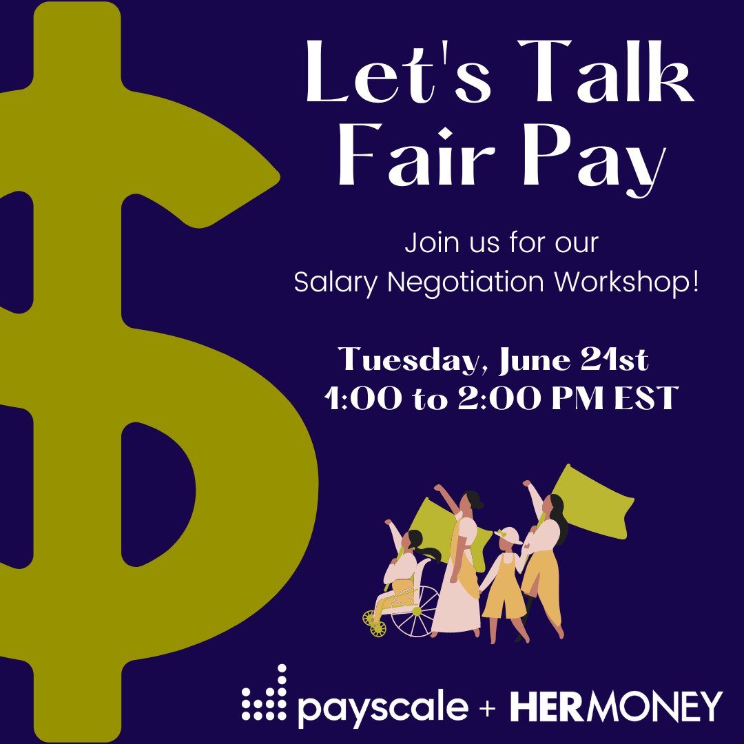 JeanChatzky's tweet photo. Join our Salary Negotiation Workshop with @Payscale on 6/21 @ 1 pm ET to break the ice surrounding fair pay conversations and get the raise you deserve. #PayscalePartner #LetsTalkFairPay https://t.co/iyQQYUdUby https://t.co/YPSslg1HQj