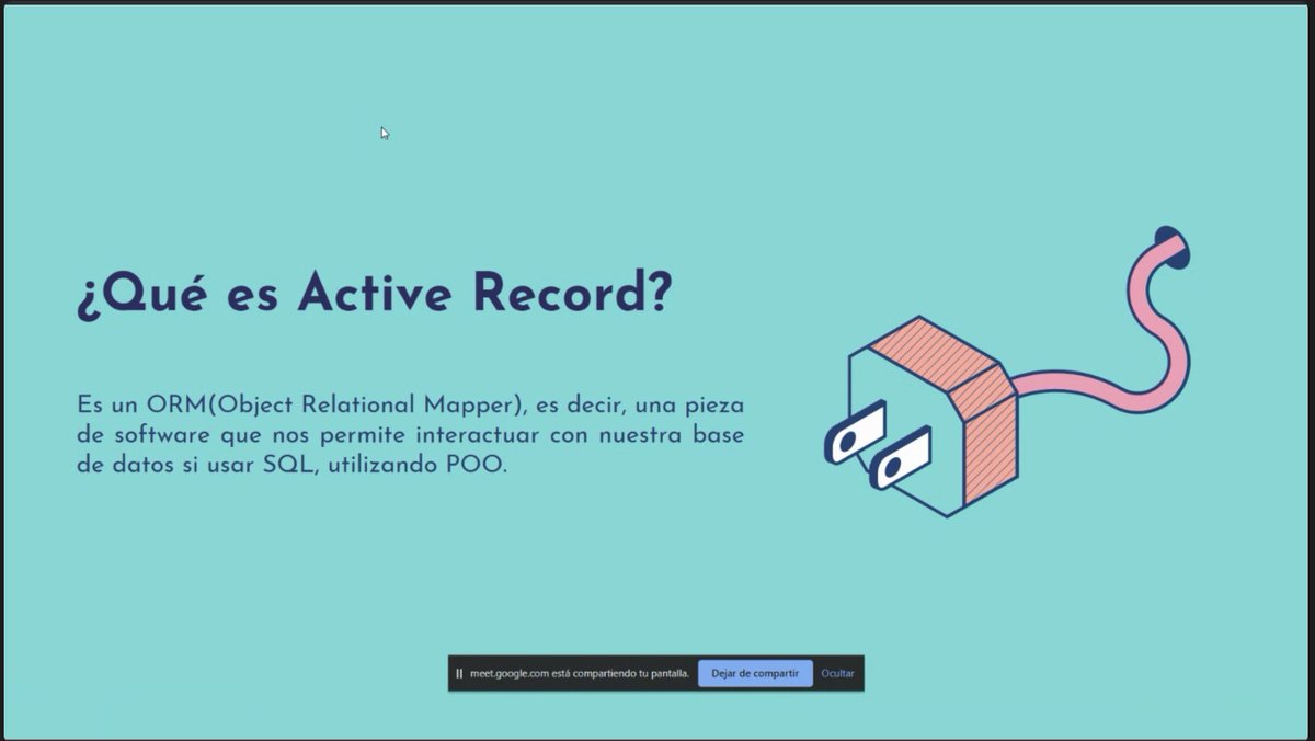 Hoy <a href="/CornejoKathe22/">Katherine Cornejo</a> nos enseñará Active Record en el meetup mensual de <a href="/rubyperu/">Ruby Perú</a>