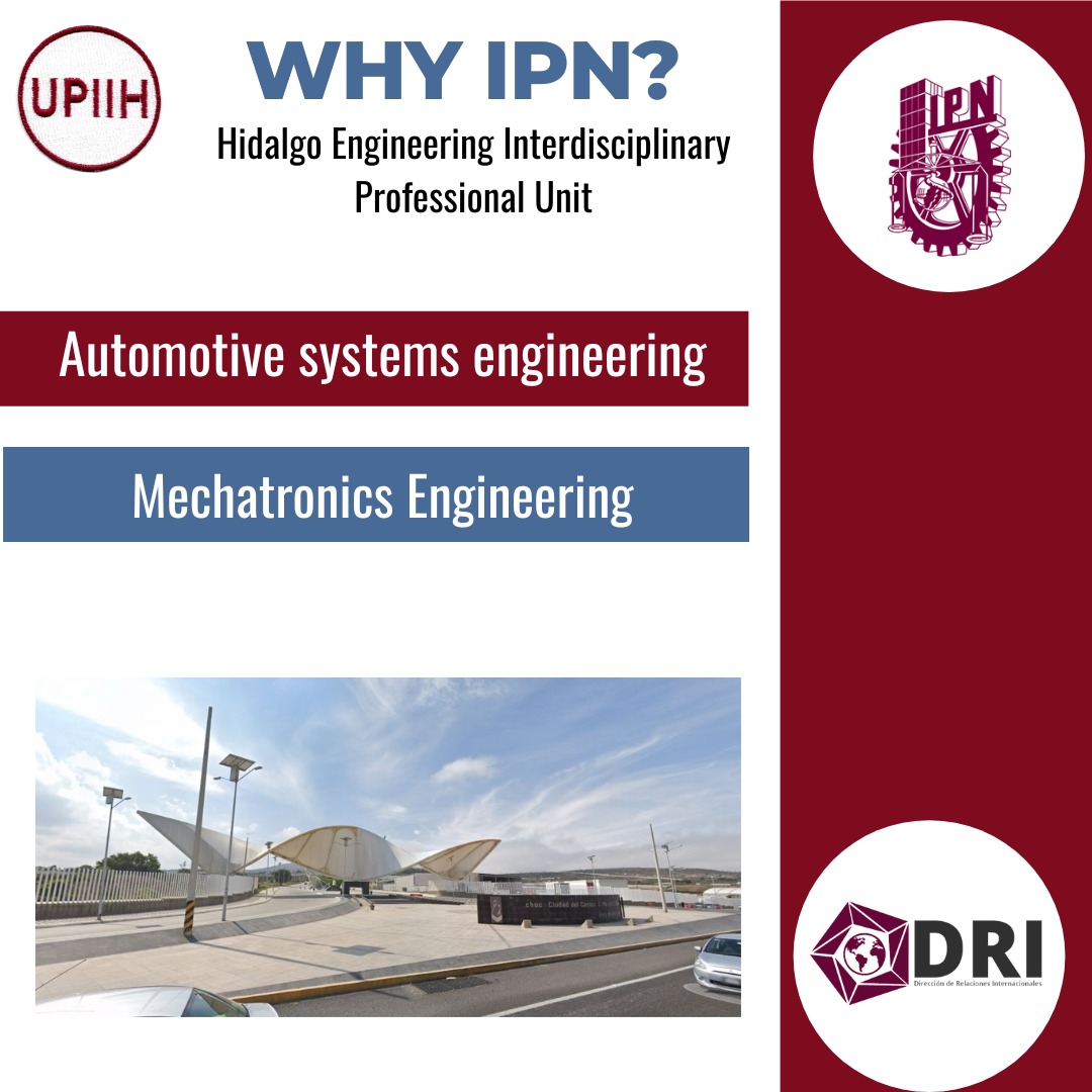 IPN_DRI's tweet photo. WHY IPN
Did you know the different degrees offered by UPIIH? 👷♂️
#WHYIPN
#UPIIH
#AutomotiveSystemsEngineering #MechatronicsEngineering https://t.co/vJTxaGQWPr