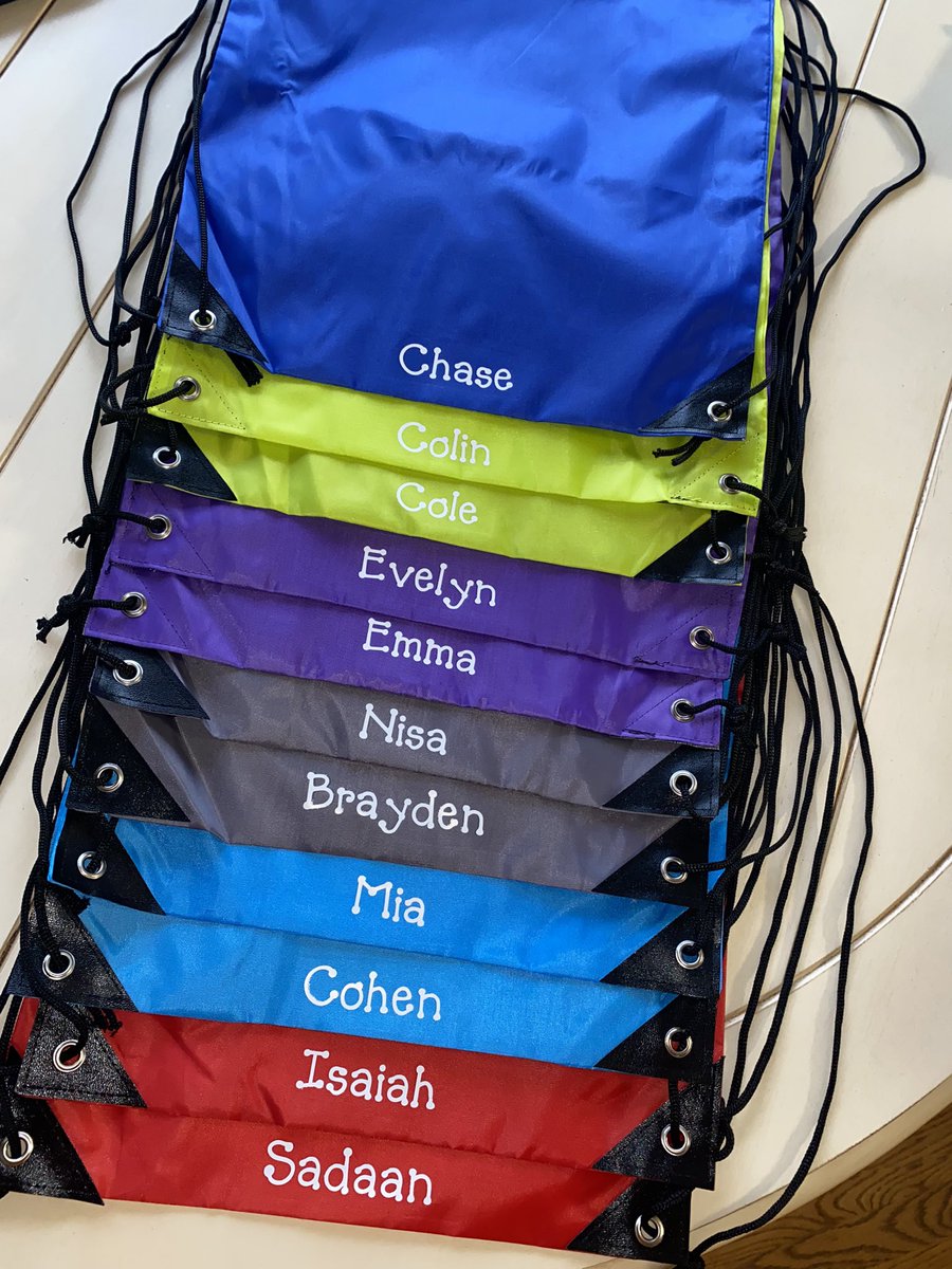 Personalized drawstring bags for my rising first graders to hold all of their Elevate supplies! #FCPSElevate