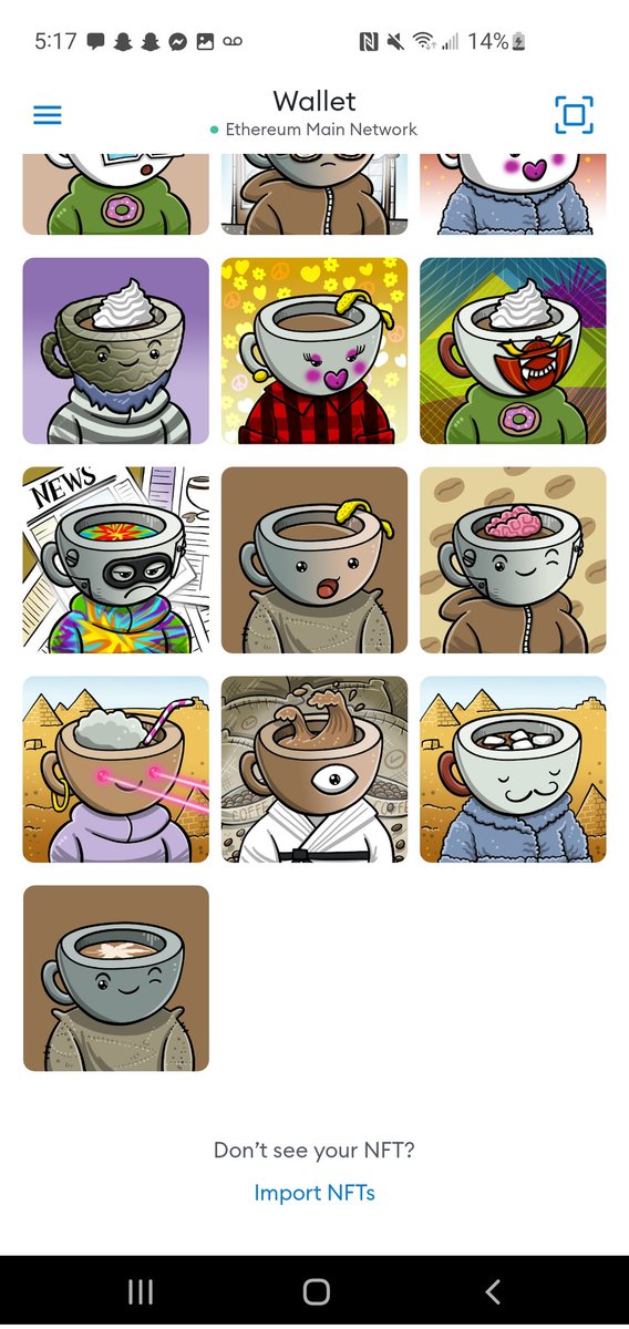 I might have a problem.... I just minted all these beautiful cups today! So glad to see <a href="/CoffeeCentral_/">Coffee Central™ SOLD OUT ☮️❤️☕️</a> minted out now. Can't wait to see what's next. #nftart 
#NFTCommunity 
#NFTProject 
#coffee 
#coffeelovers 
#Ethereum