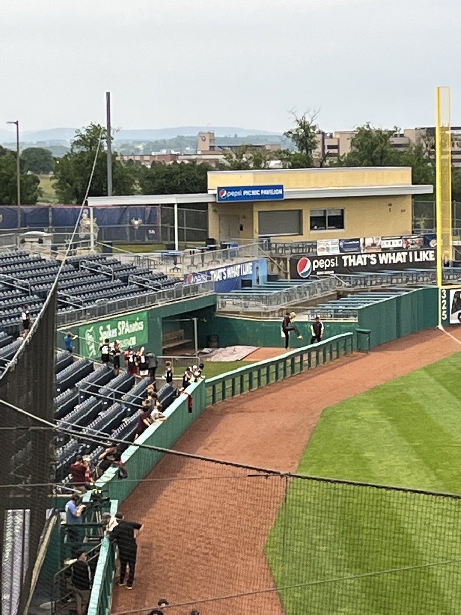 Lititz kids watching Matt Seibert warm up in the bullpen.