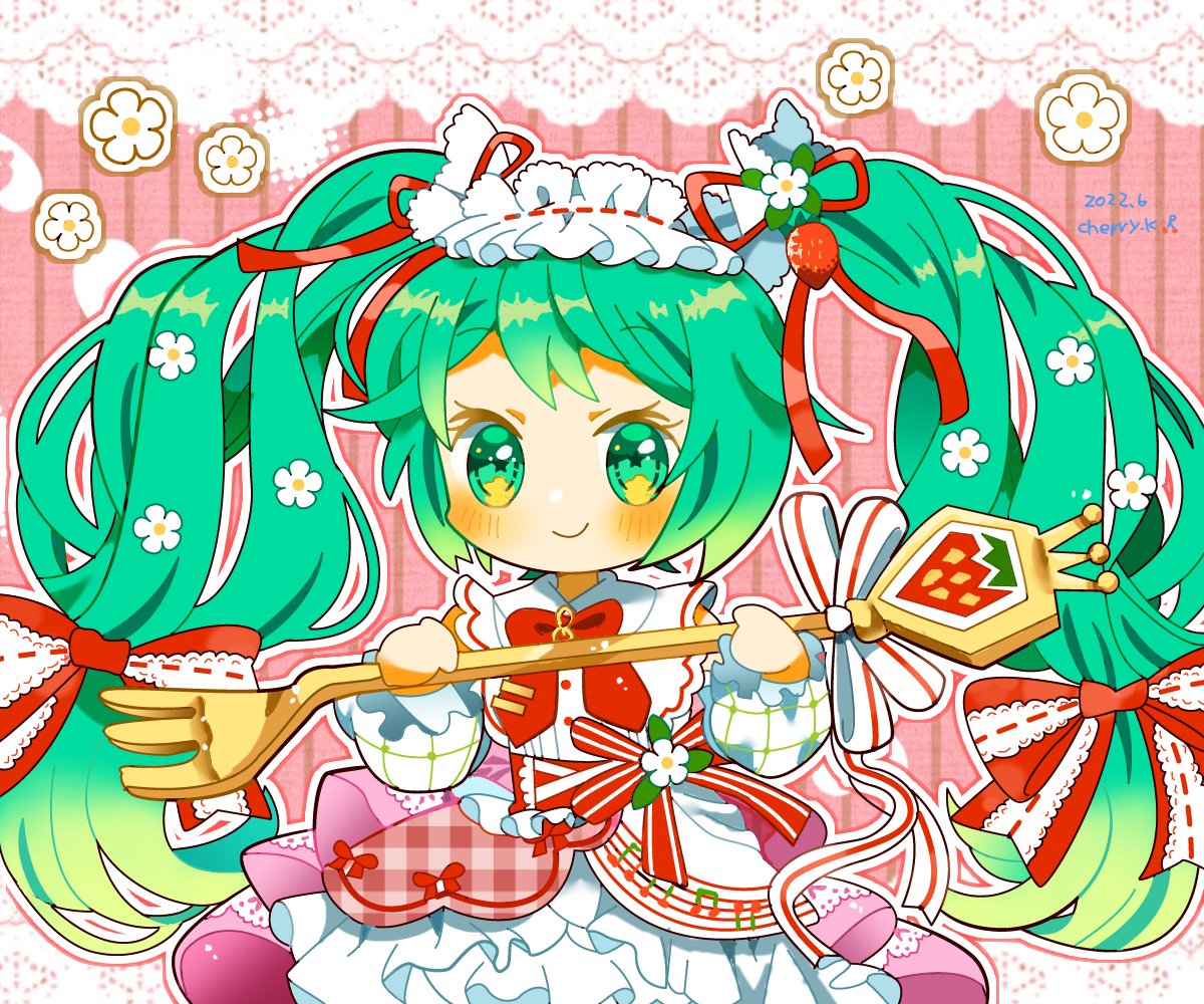 初音ミク 「楠チェリーさんの15th Anniversaryミクさん!ミニな姿も、衣装にマッ」|piapro(ピアプロ)のイラスト