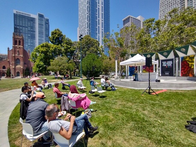 Our first #PoeticTuesday of the year was a success! Thank you to @ybgfestival, @kevdublin, our wonderful readers, and everyone that came out to enjoy an afternoon of poetry in the park! Our next Poetic Tuesday will be on August 9th, at 12:30pm. See you there!