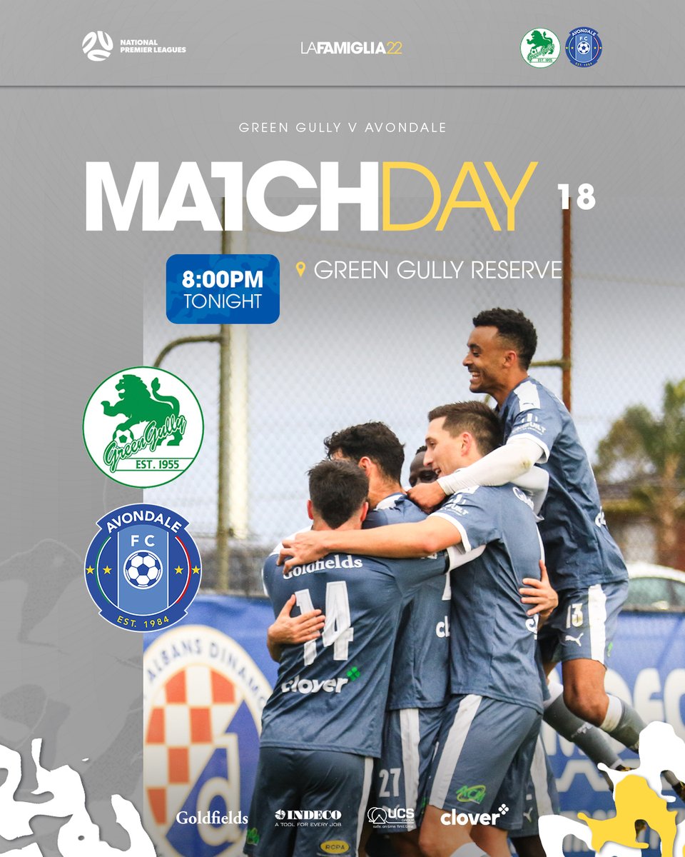 AvondaleFC84's tweet photo. NPL Matchday 18 tonight! Big game on the line as we look to continue our winning form. 💪

🆚 @GreenGullySC 
⏰ 8:00 pm, TONIGHT
🏟 Green Gully Reserve, Keilor Downs

#LaFamiglia22 #matchday #npl #football #explore #match #nplvic https://t.co/7kYafc7gYu