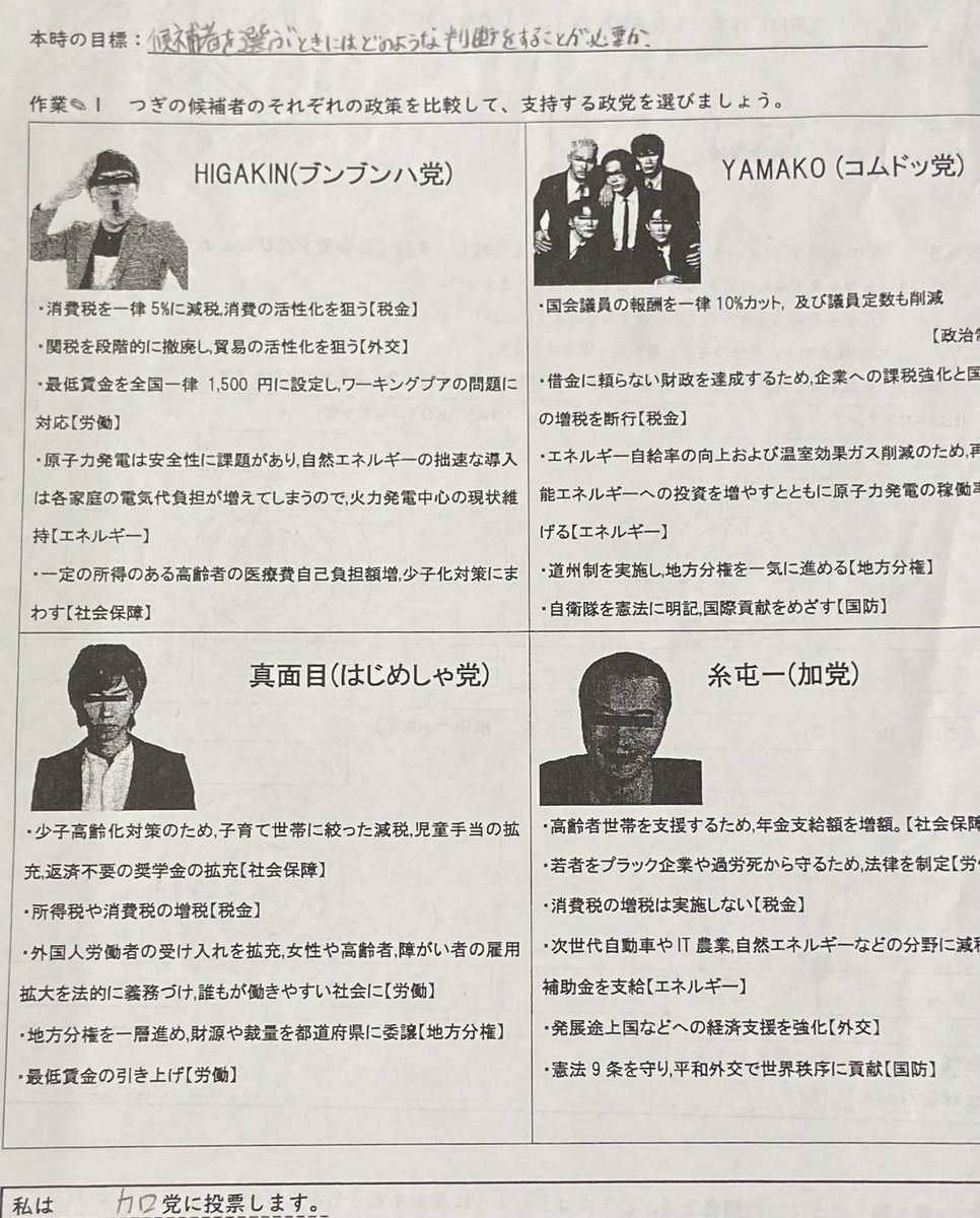 高校社会の新教科 公共 の授業でもらったプリントの解説がすごかった そのヒントは授業にあり Togetter