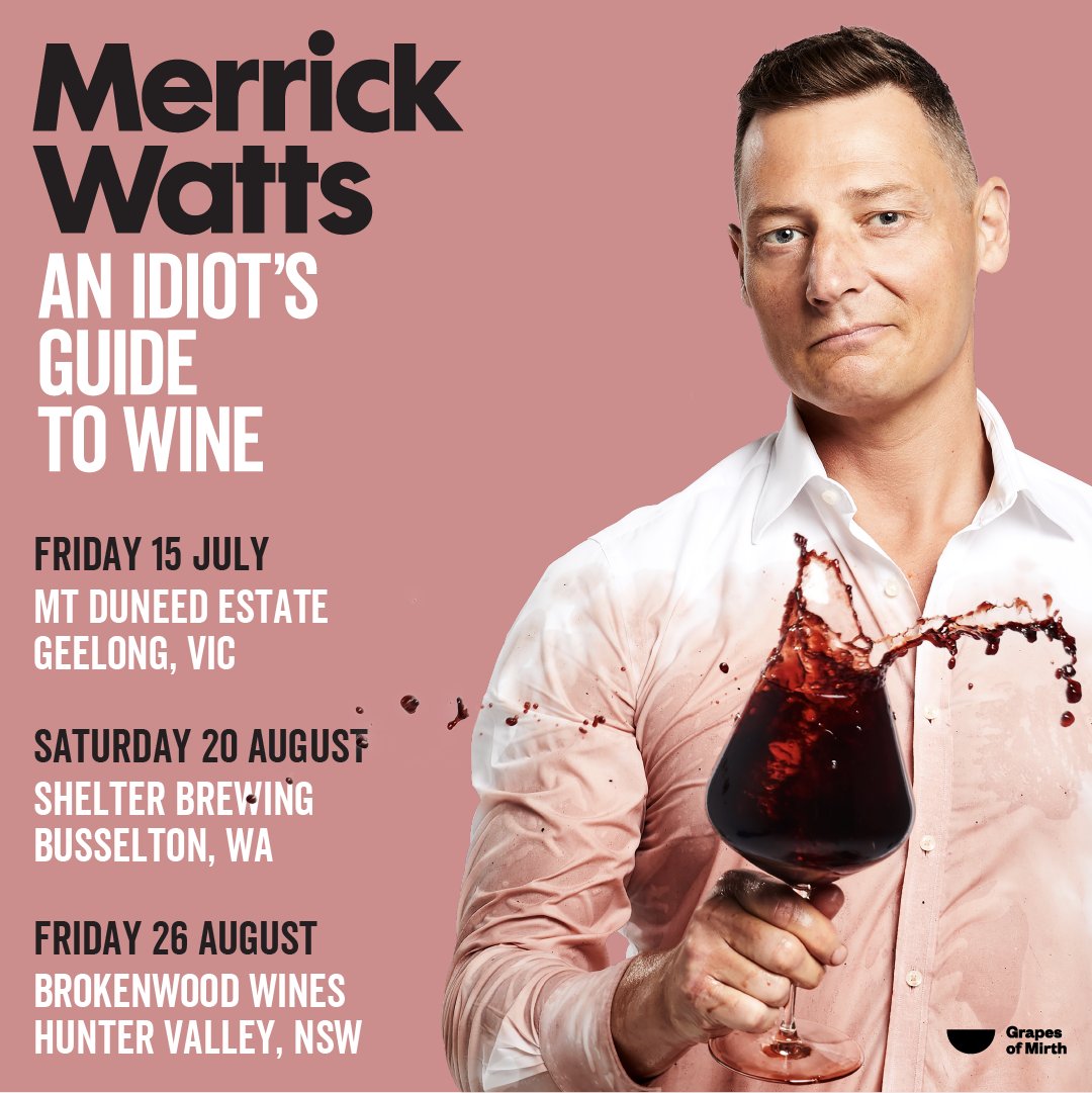 Moshtix (@moshtix) on Twitter photo <a href="/MerrickWatts/">Merrick Watts</a> is a qualified wine specialist and comedian. Join him on a journey through the wonderful world of wine where he is the idiot but also strangely the expert! Tickets are on sale now 😂🍷 bit.ly/39v2gx7 <a href="/MerrickWatts/">Merrick Watts</a> is a qualified wine specialist and comedian. Join him on a journey through the wonderful world of wine where he is the idiot but also strangely the expert! Tickets are on sale now 😂🍷 bit.ly/39v2gx7
