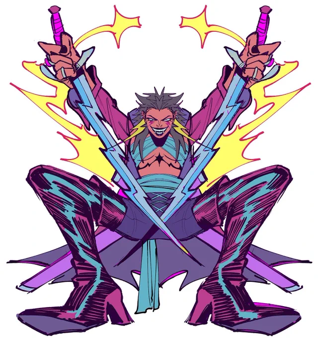 One Piece OC for funsies, she has the spark spark fruit and uses electricity to charge her swords💥 