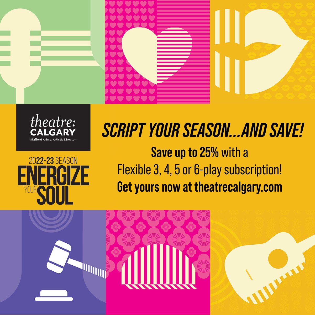 TheatreCalgary's tweet photo. This year, we're giving you the chance to SCRIPT YOUR SEASON! Script your own 3, 4, 5 or 6 play season package, and save up to 25% off regular ticket prices!
Learn more about becoming a subscriber today at https://t.co/FmhdudQ4de. #yyc #yycarts #supportyycarts #yycsavings https://t.co/r2hRpVHLms