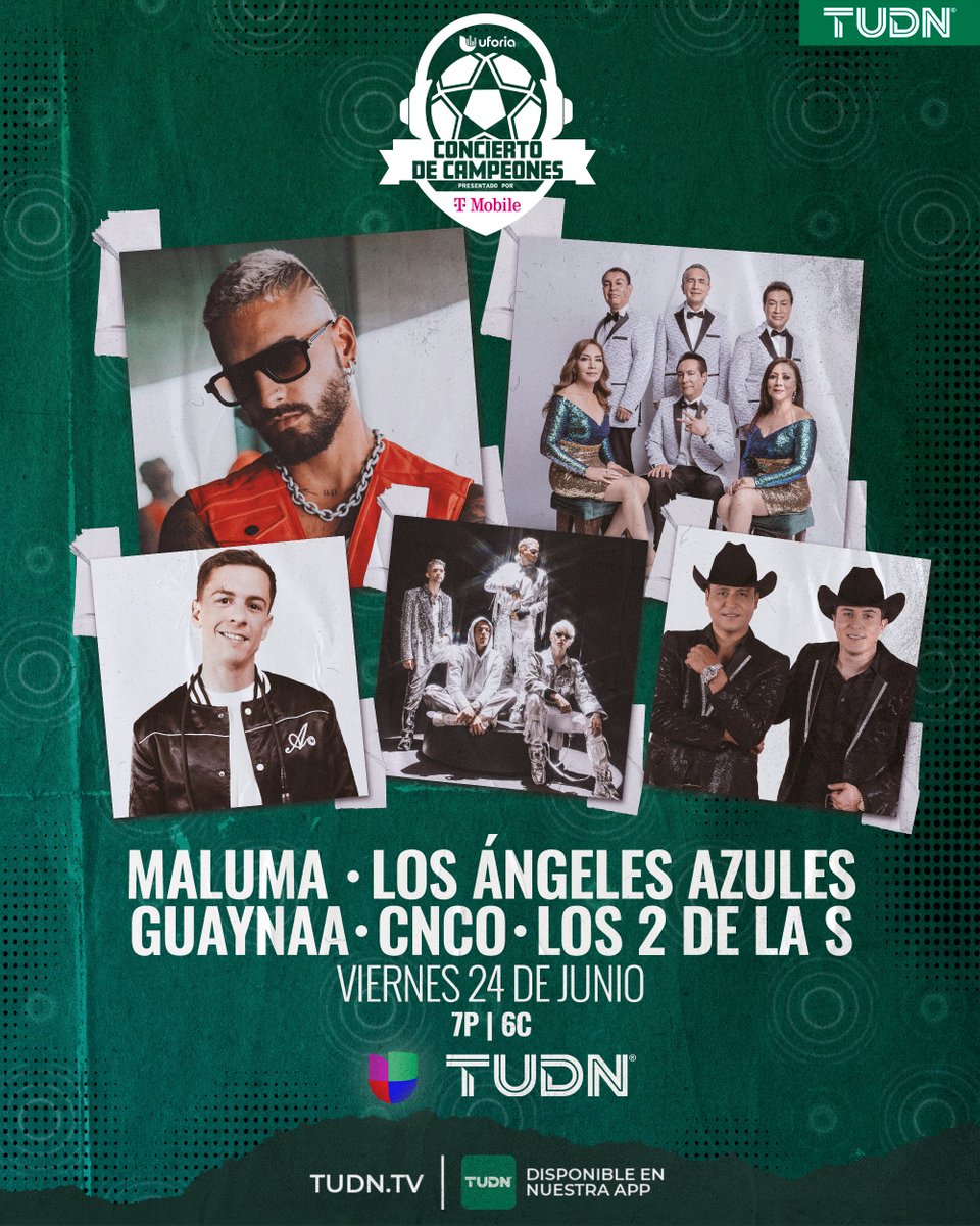 TUDNUSA's tweet image. Conciertos hay muuuuchos, pero Concierto de Campeones nada más uno y tendrá a lo mejor de la industria musical🥳🕺 

@maluma @angelesazulesmx @Guaynaa_ @CNCOmusic @los2dela_S y🙌🔥¡A bailaaaaaaar!