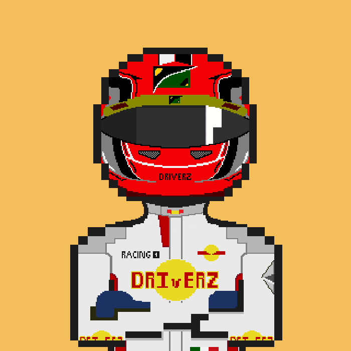 gauchoide's tweet photo. Thank you @DriverzNFT for my awesome pilot. 🔴🔥🏁
#NewFlowWave #GoWithTheFlow 
I would say the helmet is quite close to George Rusell's and the suit... maybe Alpha Romeo or Haas?  What do you think @F1HLM? https://t.co/taR9LrRFAM