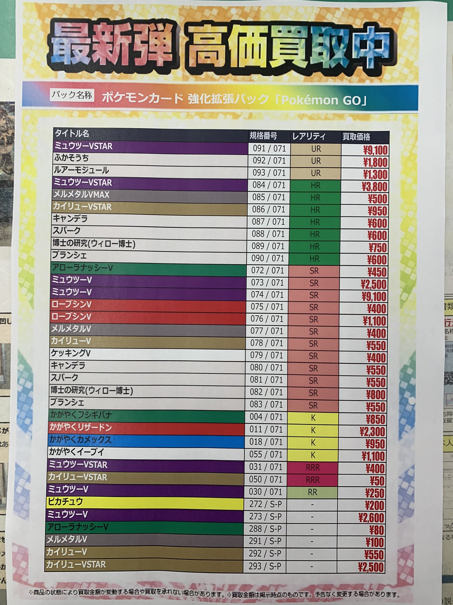 Tsutaya 湘南台店 新弾トレカ買取情報 6 17発売 ポケモンカードゲーム Pokemon Go 6 17 10 00時点での価格です 高価買取中 最新版 在庫状況 市場価値により買取価格は変動しますのでご了承下さい Tsutaya 湘南台 トレカ ポケカ