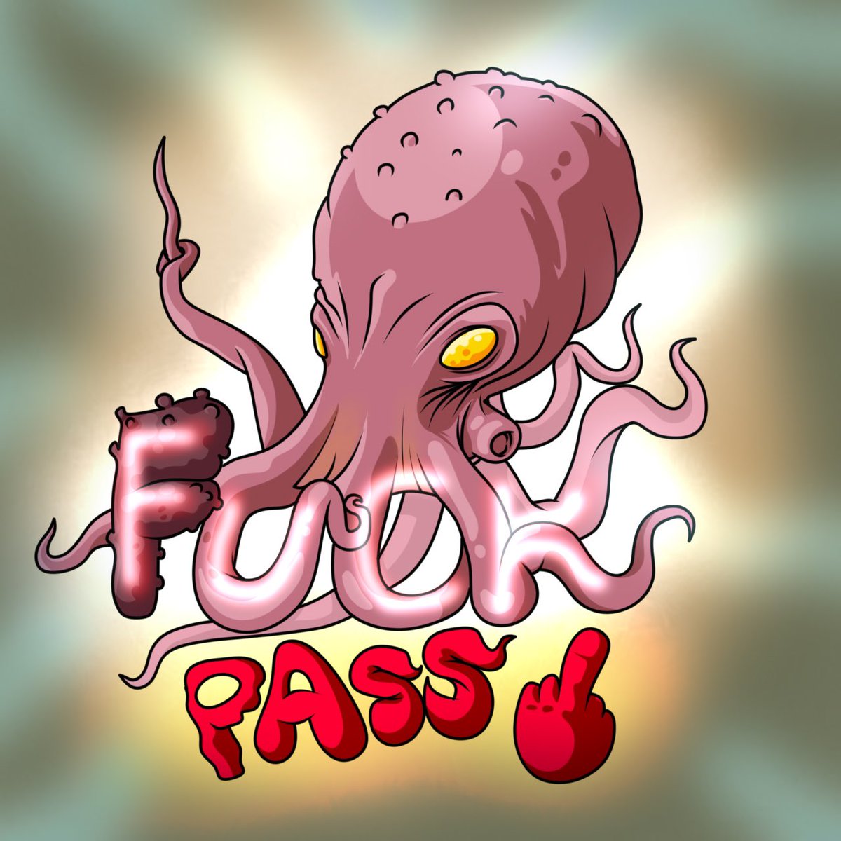 Bobdogso's tweet photo. I want to show you my new art. Where else would you see a squid with a fuck @FuckPassNFT This squid show you fuck.FuckPass the best.Hope you will rate my art. #fuckpassNFT https://t.co/VH3AsEjk9j
