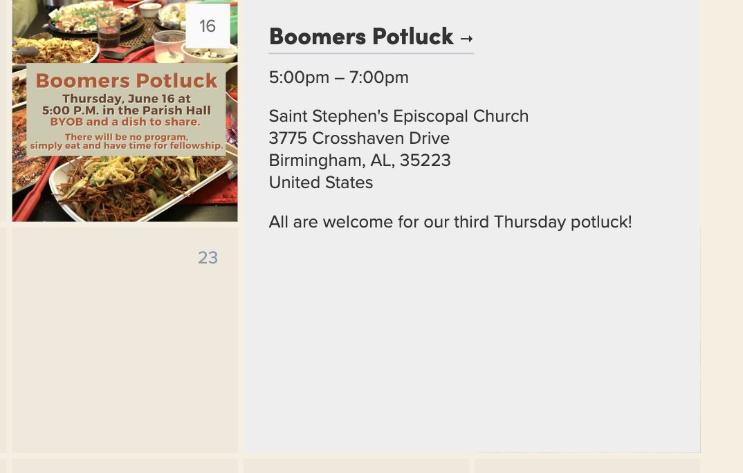 A_Huffstutler's tweet photo. @StephenQ3340 @abc3340 @spann According to the church's website, they were having a Boomer's Potluck when this occurred. Just absolutely heartbreaking. I have no words. #SaintStephens #Alabama #Praying https://t.co/KoD8S2ksOj