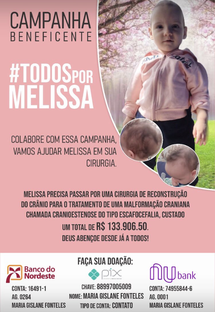 LuzireneSouza7's tweet photo. @central_lagusta gente venho através do meu Twitter quem poder ajudar a Melissa,o número do pix , da conta da mãe dela tá aí em baixo da foto qualquer valor será bem vindo ajude por favor 🙏 https://t.co/ZWIU0wUtBV