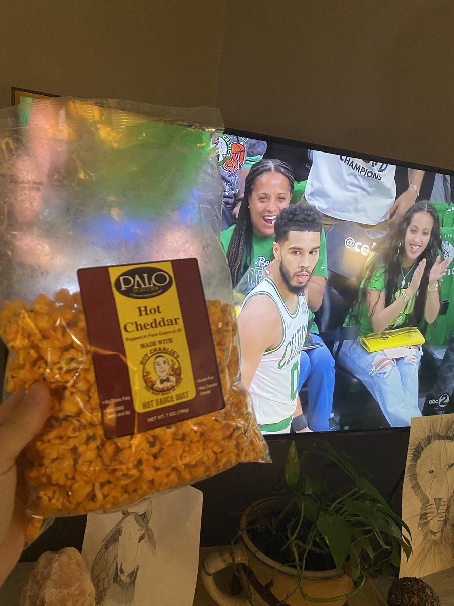 <a href="/NBA/">NBA</a> Finals Game 6. <a href="/hotcharlies/">Hot Charlie's</a> Hot Cheddar popcorn. Is there a more 🔥🔥🔥pairing?? #LetsGo #CelticsVsWarriors #NBAFinals